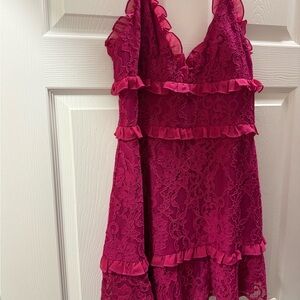 Lovers + Friends Fuchsia Lace Mini Dress
